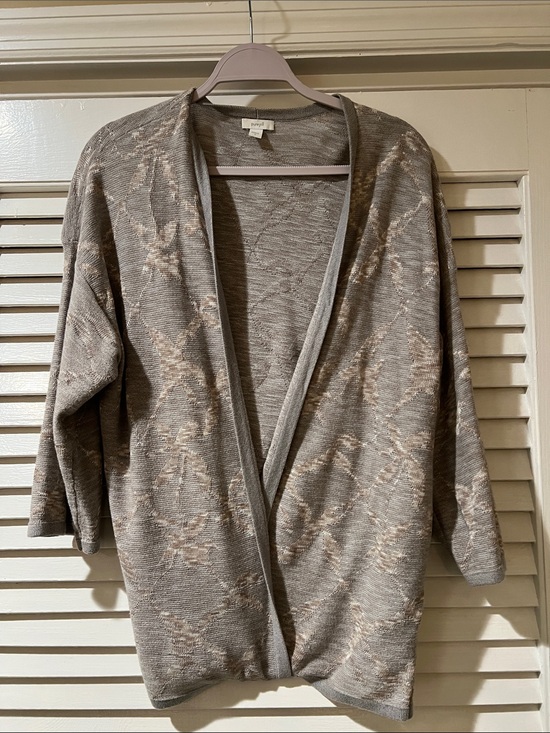 Pure Jill Sweaters - J.Jill Grey andTaupe Open-Front Knit Cardigan